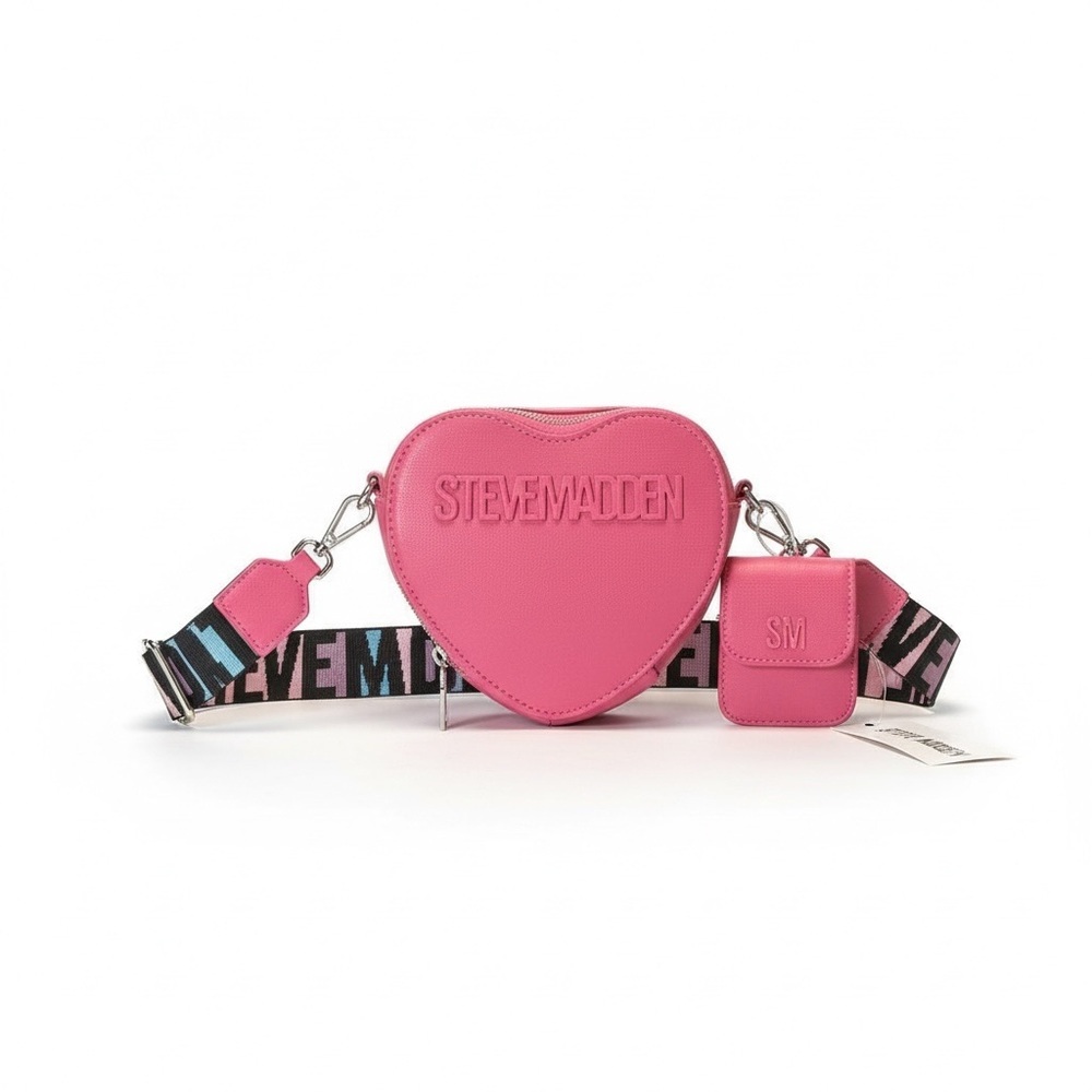 Steve Madden Pink Heart Crossbody Bag with Airpod Pouch Accessory NWT